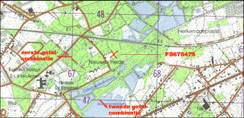 fragment stafkaart met UTM hokken en voorbeeldnotatie